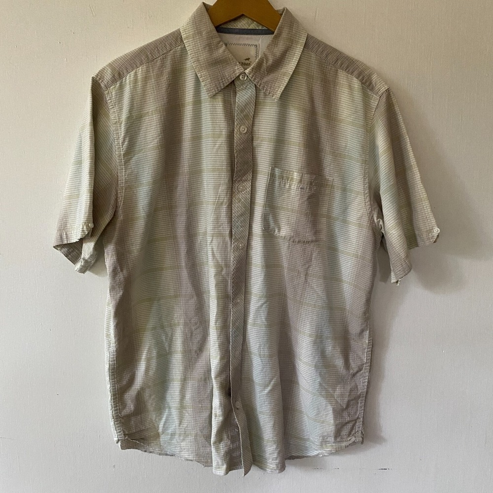 Horny Toad Shirt Mens Large Gray Blue 100% Organic Cotton Granola Gorpcore
